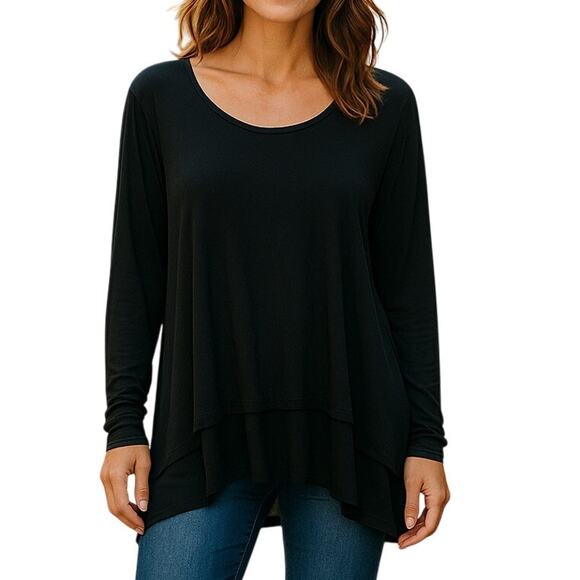 Soft Surroundings Shirt Womens 1X Black Pullover - Picture 1 of 12